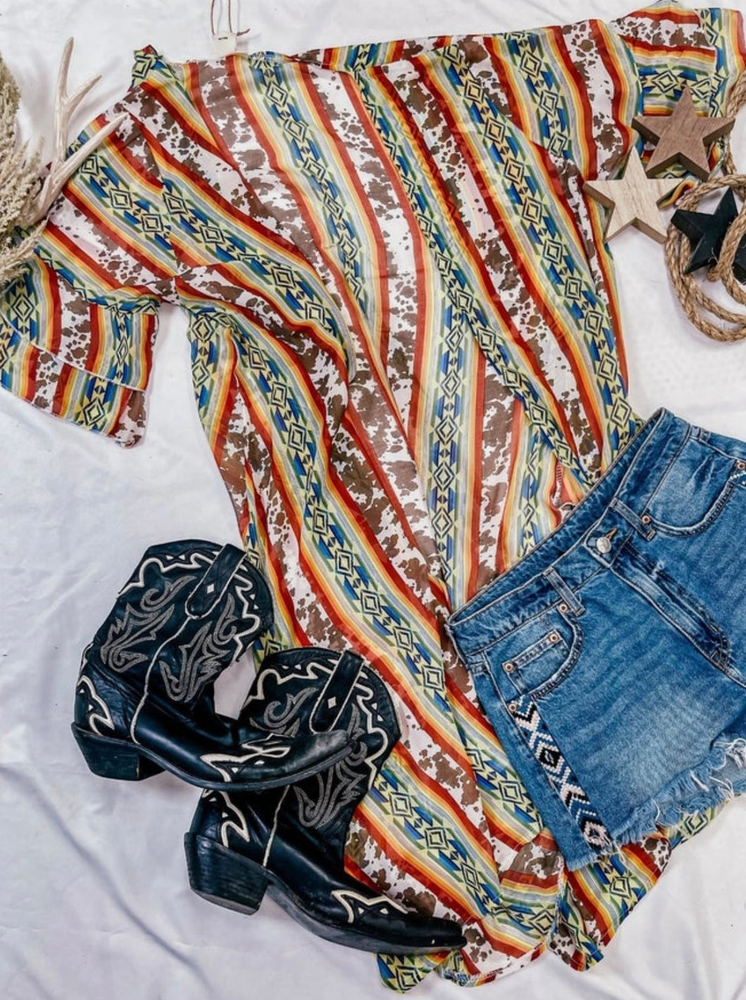 Aztec and cow print kimono